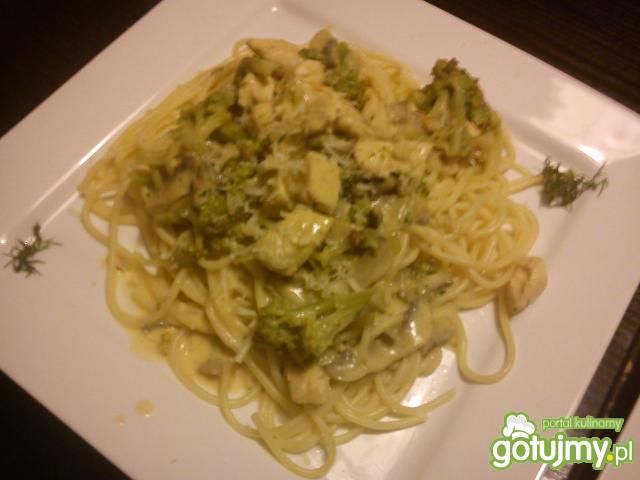 Spaghetti z kurczakiem i brokułami Spaghetti z kurczakiem i brokułami