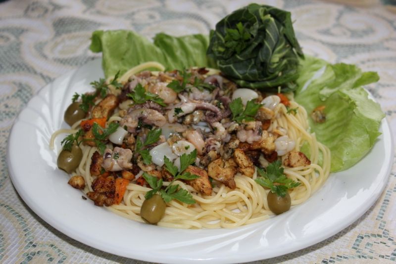 Spaghetti z owocami morza