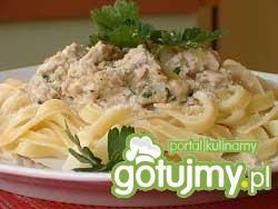 Spaghetti z sosem serowo-pieczarkowym Spaghetti z sosem serowo-pieczarkowym