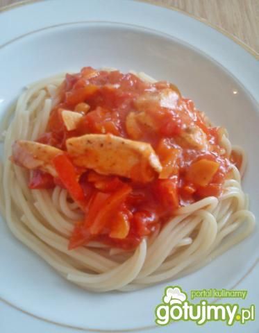 Spaghetti z warzywami i kurczakiem  Spaghetti z warzywami i kurczakiem
