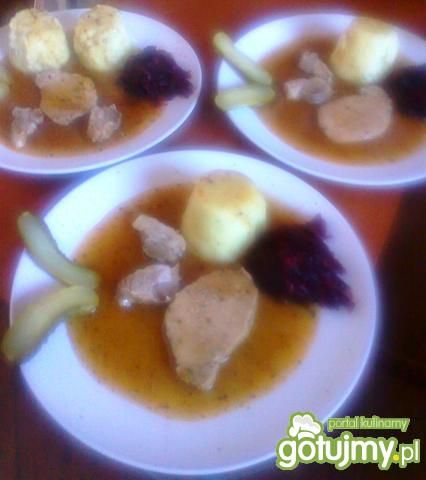 stożek kartoflany ze schabem i sosem  stożek kartoflany ze schabem i sosem