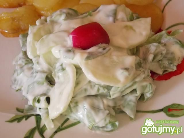 Surówka do obiadu - sałata z ogórkami. Surówka do obiadu - sałata z ogórkami.