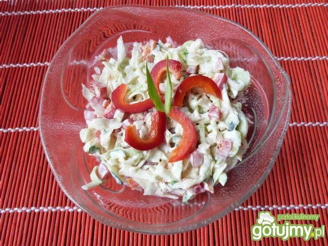 Surówka z kapusty białej, papryki i pora