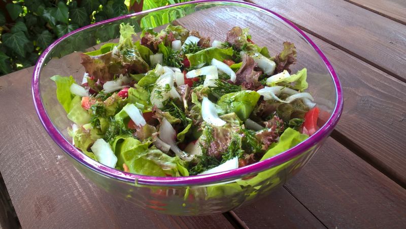 Surówka z sałaty, rzodkiewki i papryki