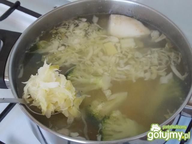 Sycąca zupa z młodej kapusty i brokuła.