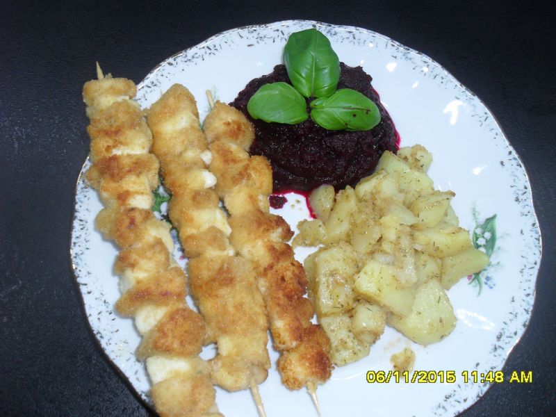 szaszłyki z fiteta z kurczaka i serka topionego