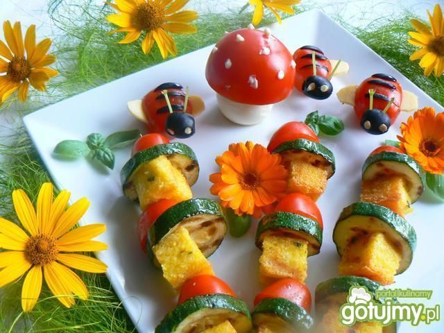 Szaszłyki z grillowanej polenty  Szaszłyki z grillowanej polenty