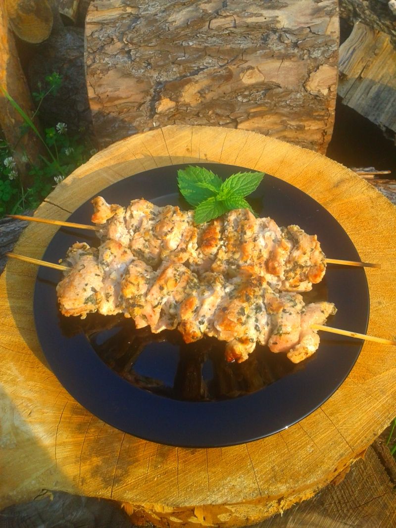 Szaszłyki z polędwiczki w mięcie