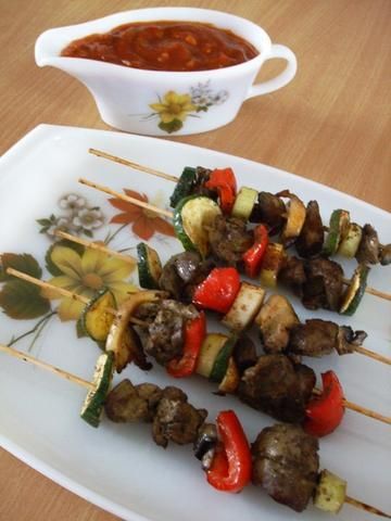 Szaszlyki z watróbka drobiowa Szaszlyki z watróbka drobiowa