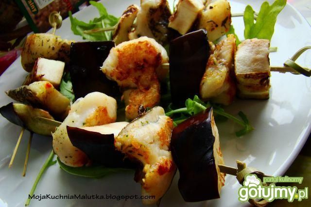 Szaszłyki ze szczupaka i bakłażana