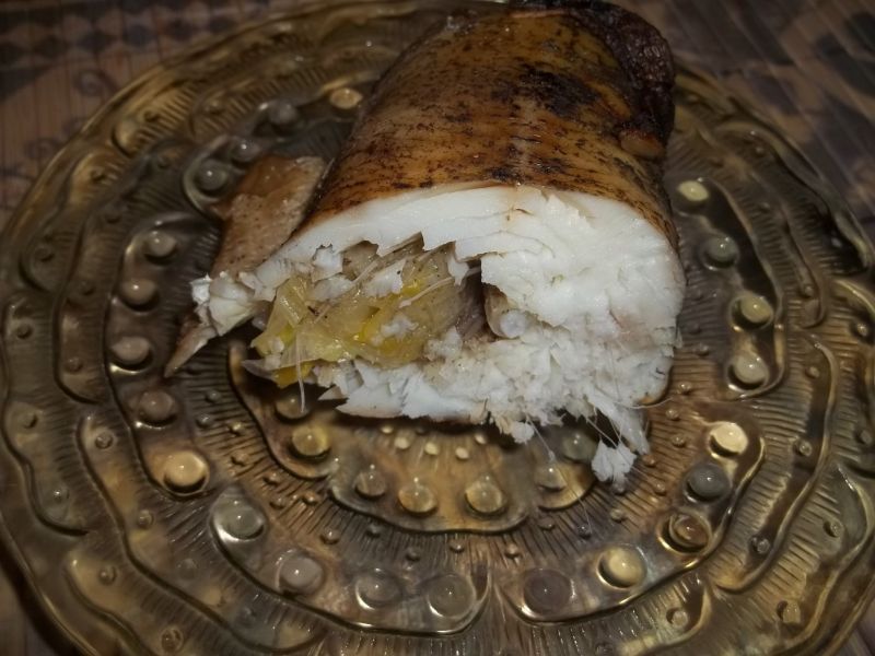 Szczupak pieczony z porem