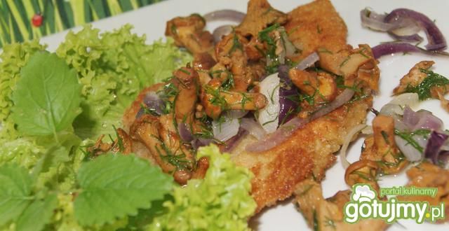 Sznycle z duszonymi kurkami Sznycle z duszonymi kurkami