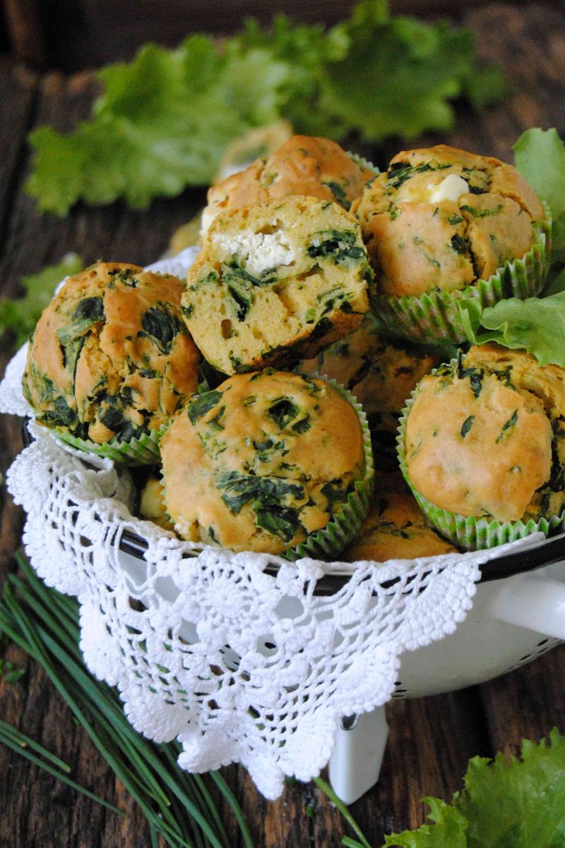 Szpinakowe, wytrawne muffinki