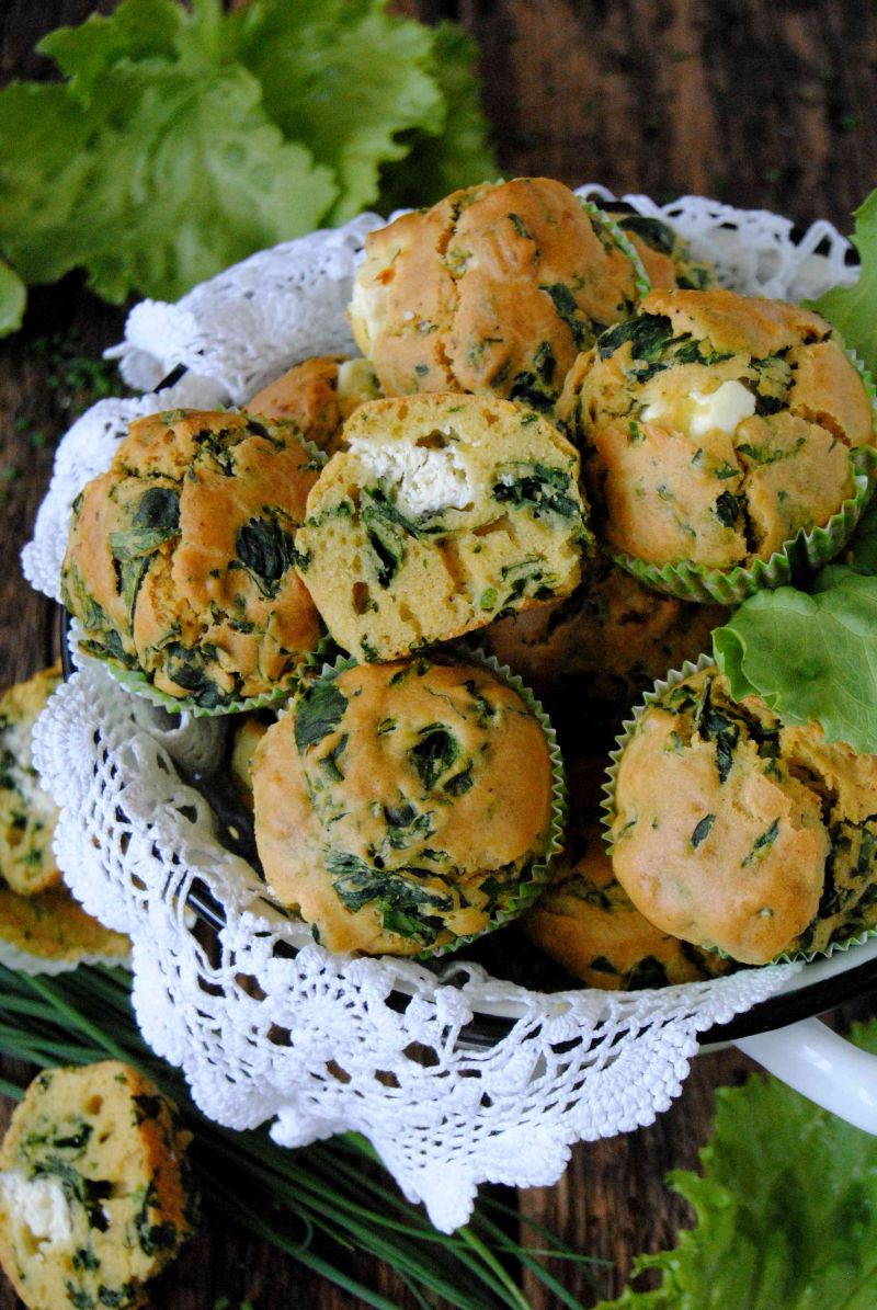 Szpinakowe, wytrawne muffinki