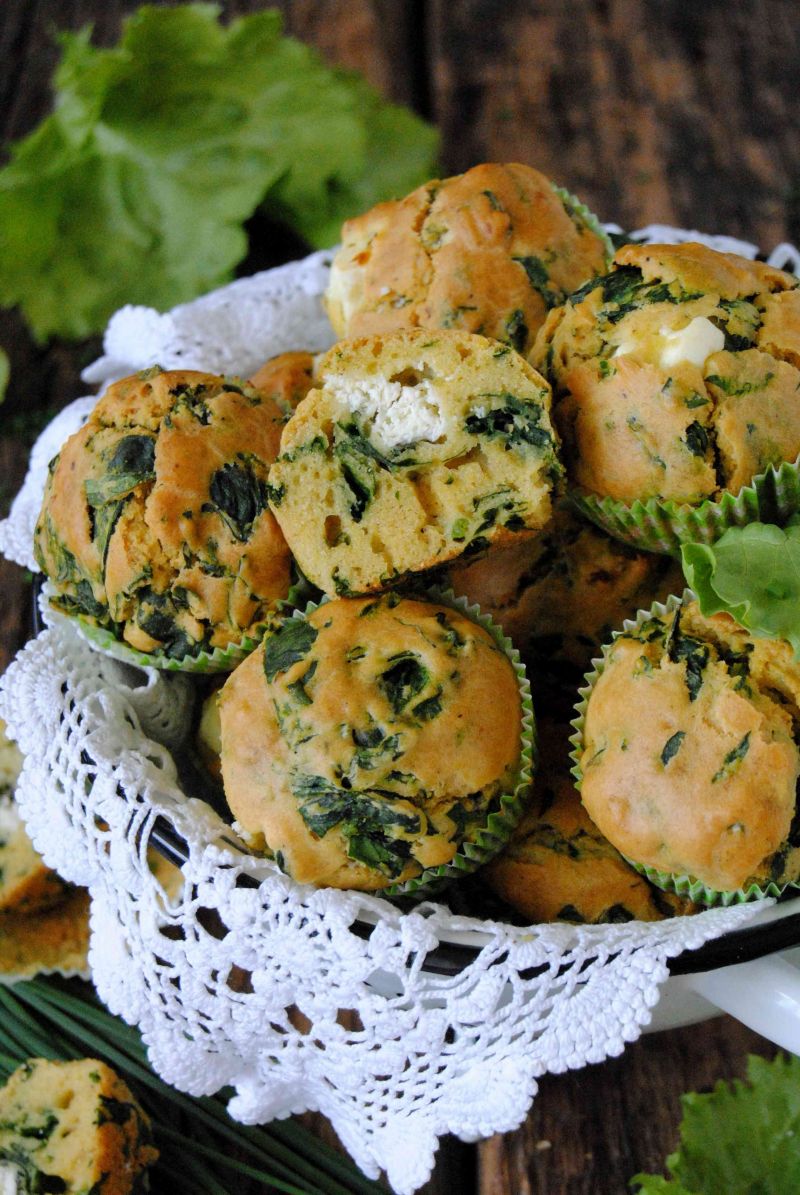Szpinakowe, wytrawne muffinki