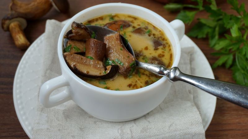 Szybka zupa z świeżych grzybów