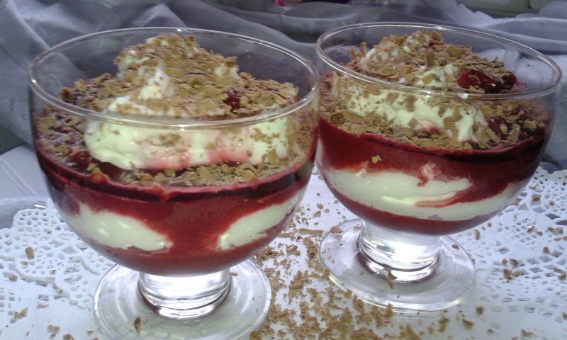 Szybki deserek wiśniowy z bitą śmietaną Szybki deserek wiśniowy z bitą śmietaną