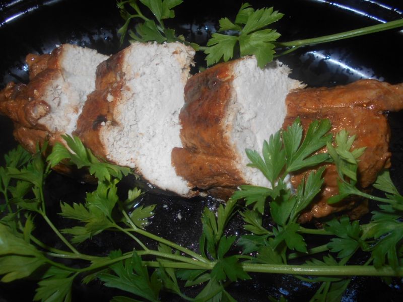 Szynka duszona z leśnymi grzybami