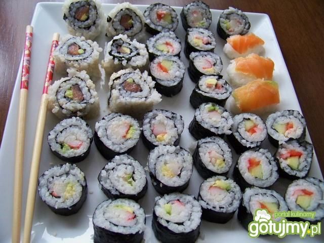Talerz pełen sushi