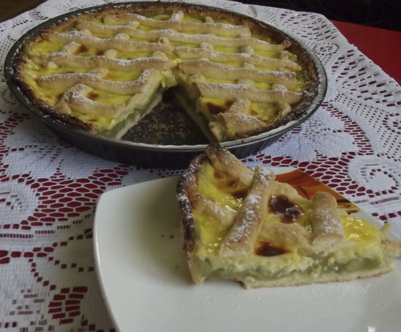 Tarta jabłkowo rabarbarowa z budyniem