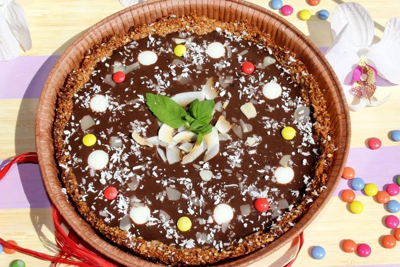 Tarta kokosowo-migdałowa z kremem czekoladowym