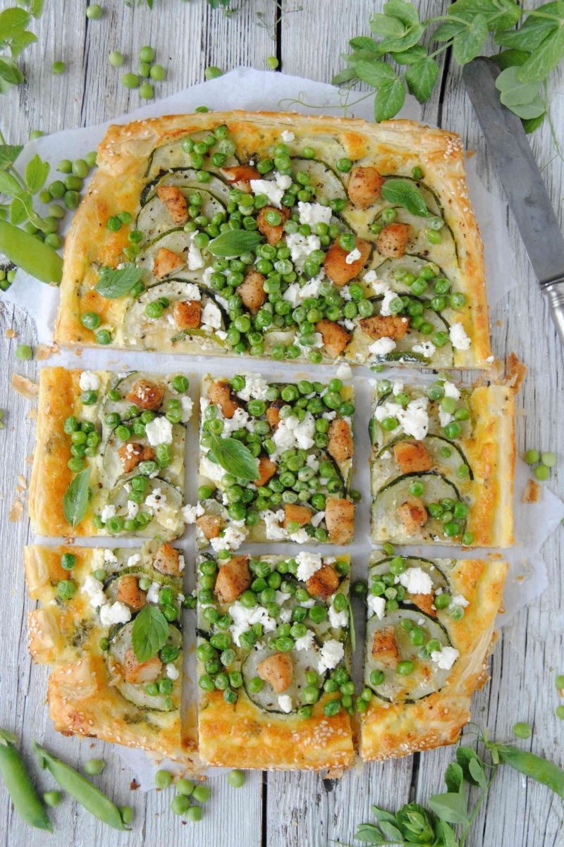 Tarta z cukinią i zielonym groszkiem
