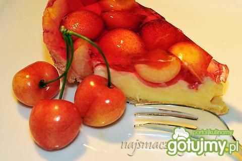 Tarta z czereśniami i budyniem Tarta z czereśniami i budyniem