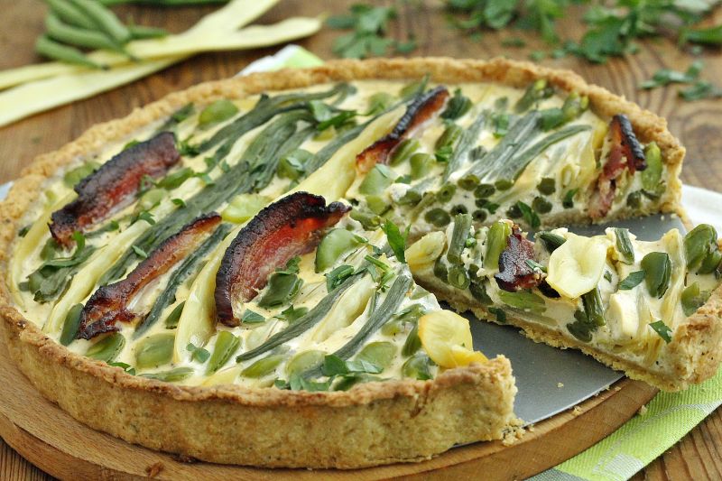 Tarta z fasolką szparagową i bobem Tarta z fasolką szparagową i bobem