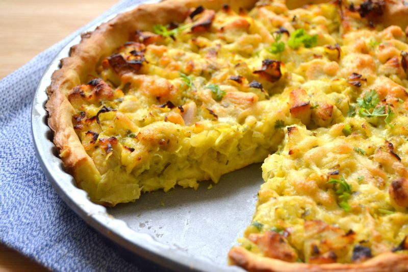 Tarta z kurczakiem i porem