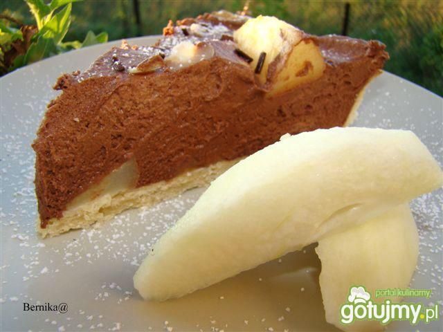 Tarta z musem czekoladowym i gruszkami