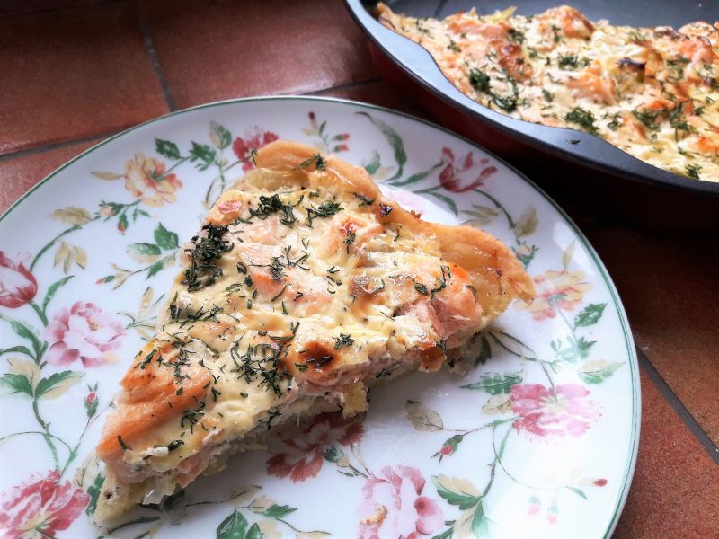 Tarta z porem i łososiem 