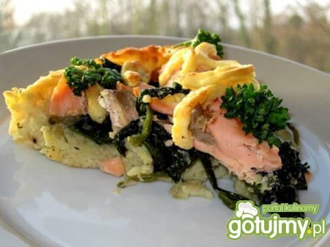 Tarta ziemniaczana szpinakowo-łososiowa