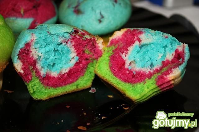 Tęczowe babeczki -muffiny  Tęczowe babeczki -muffiny