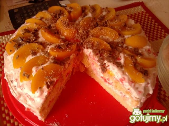 Tort galaretkowy z brzoskwiniami Tort galaretkowy z brzoskwiniami