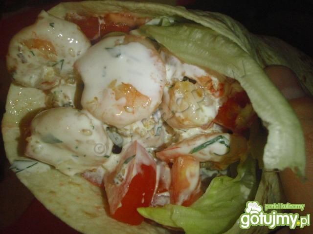 Tortilla z sezamowymi krewetkami 