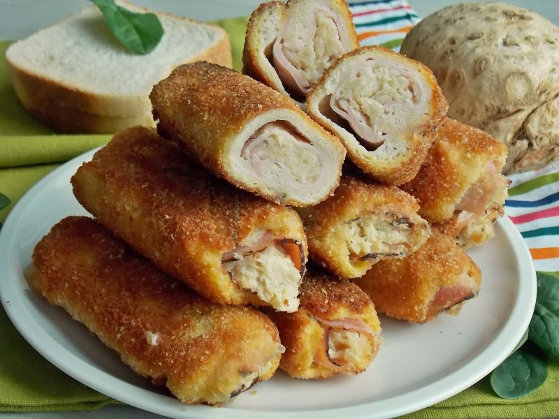 Tostowe krokiety z selerem i szynką 