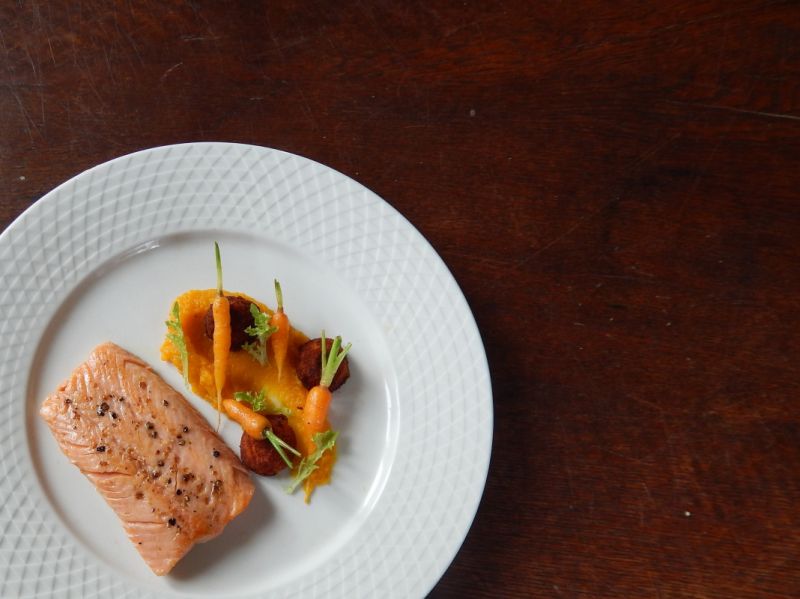 Troć z puree dyniowym