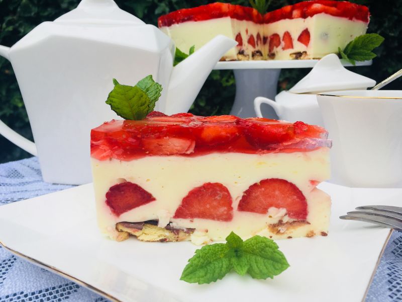 Truskawkowo - cytrynowy sernik na zimno Truskawkowo - cytrynowy sernik na zimno