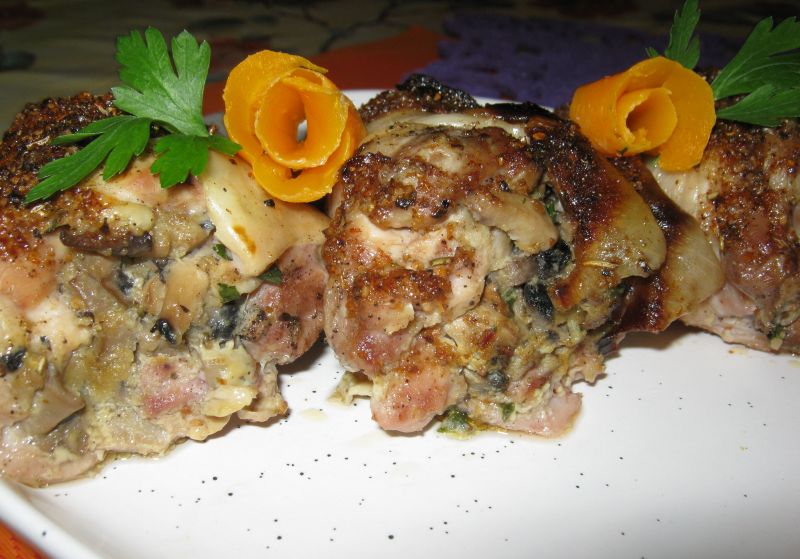 Udka kurczaka z pieczarkami