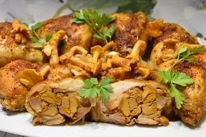 Udka pieczone z kurkami