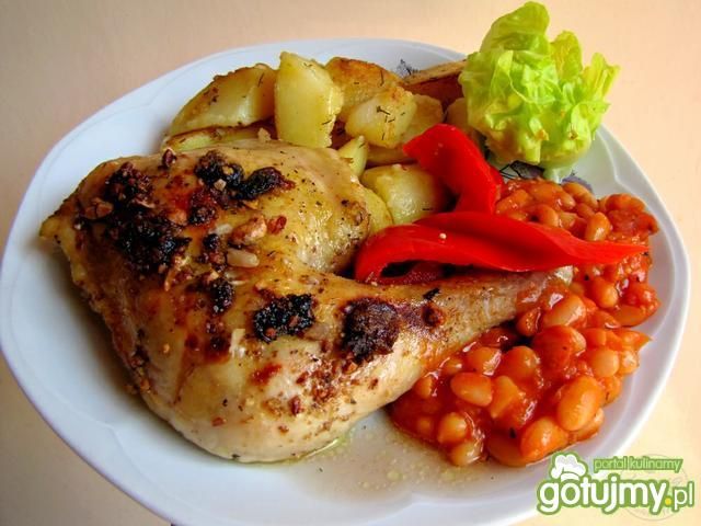 Udka w orzechach, pieczone na ruszcie.