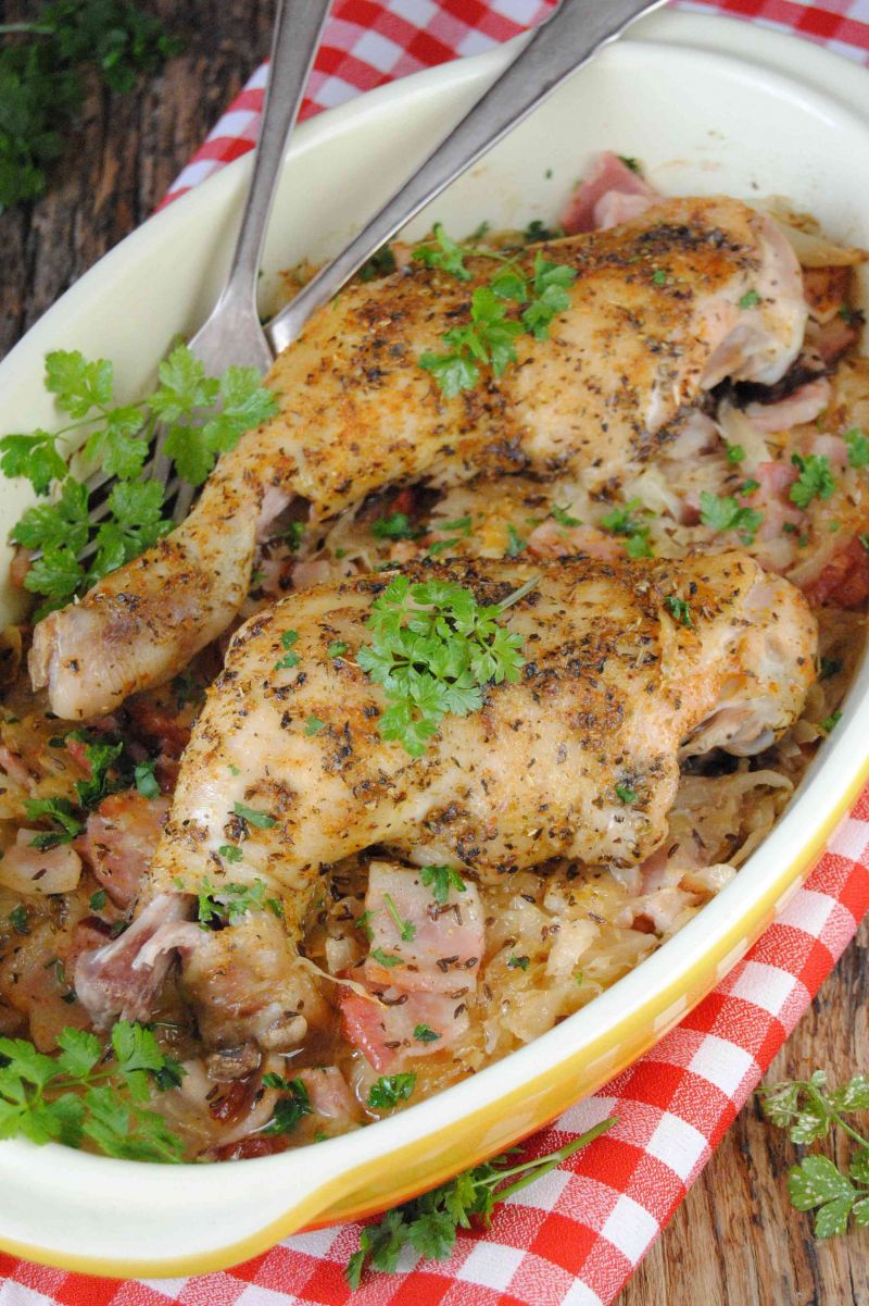 Udka z kapustą kiszoną i boczkiem