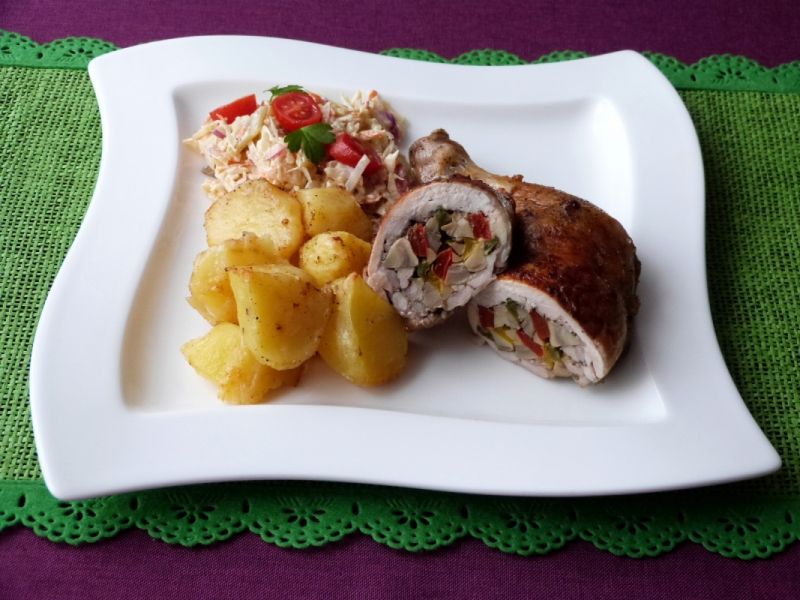 Udko z kurczaka z papryką i pieczarkami Udko z kurczaka z papryką i pieczarkami