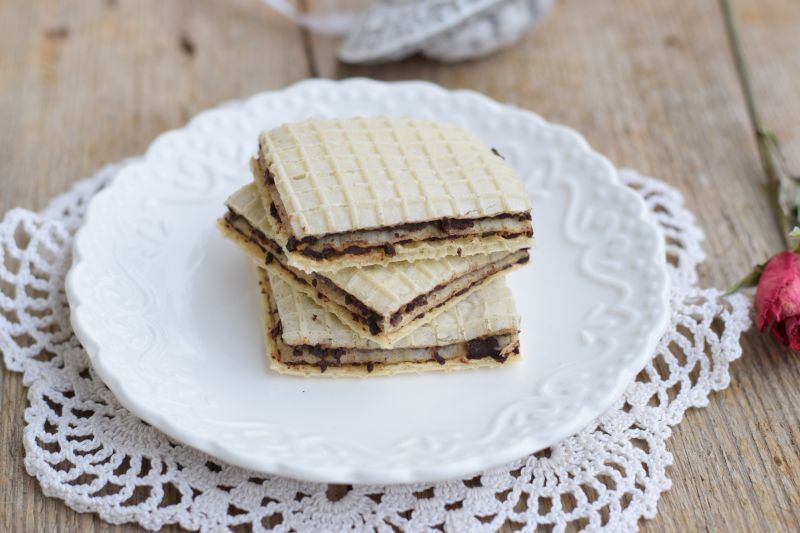 Wafelki z kremem z tofu i kakao