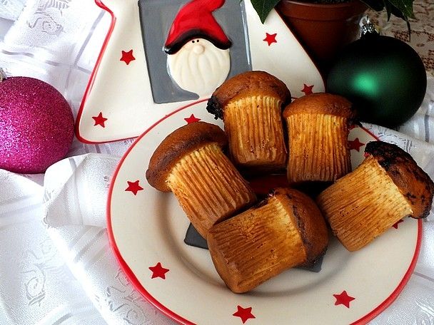 Waniliowe grzybko - muffinki z powidłami Waniliowe grzybko - muffinki z powidłami