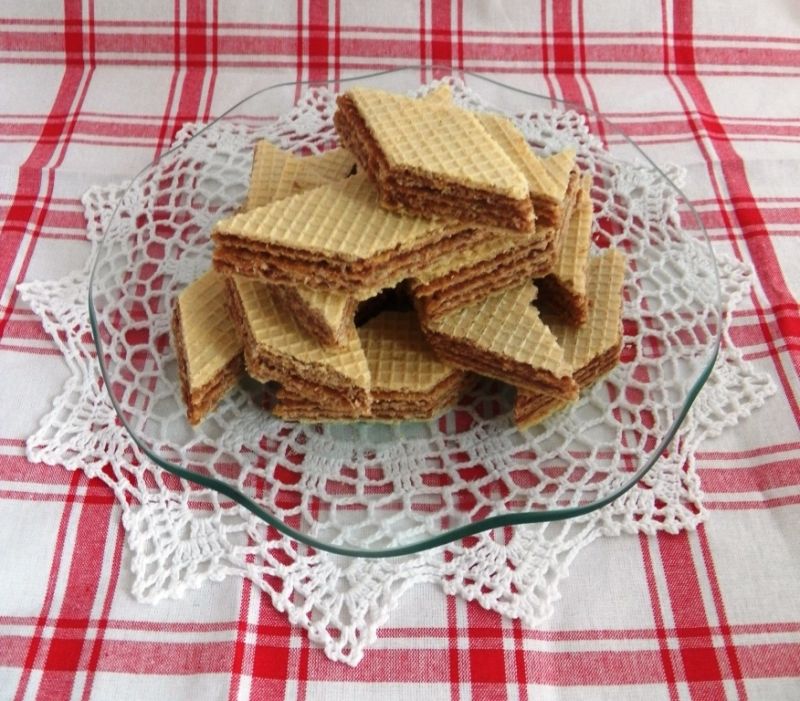 Waniliowe wafle przekładane