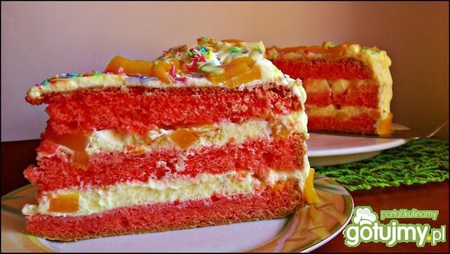 Waniliowy tort z brzoskwiniami Waniliowy tort z brzoskwiniami