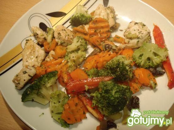 Warzywa z patelni z kurczakiem