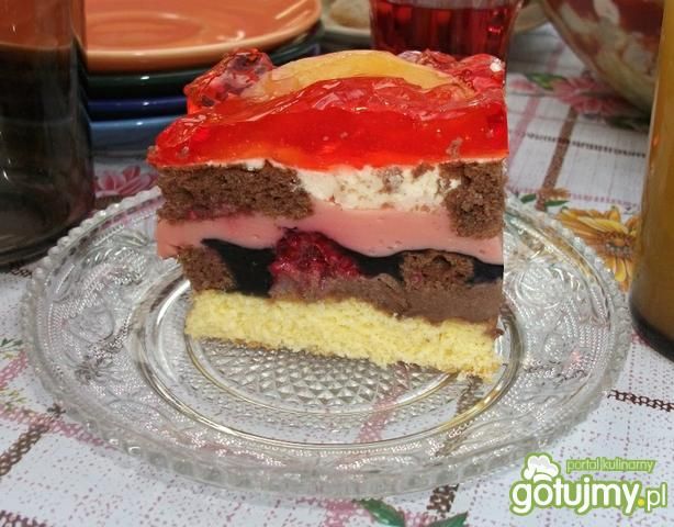 Wielobarwne ciasto owocowe