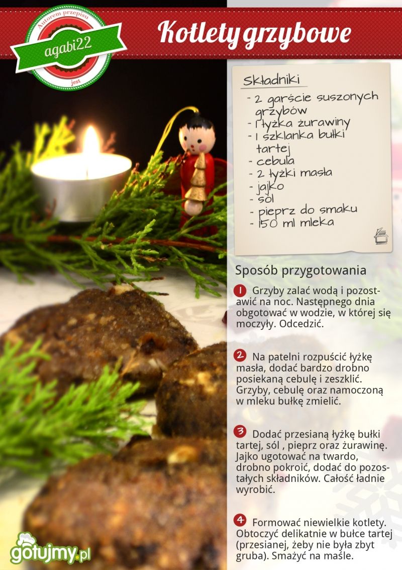 Wigilijne kotlety grzybowe z żurawiną  Wigilijne kotlety grzybowe z żurawiną